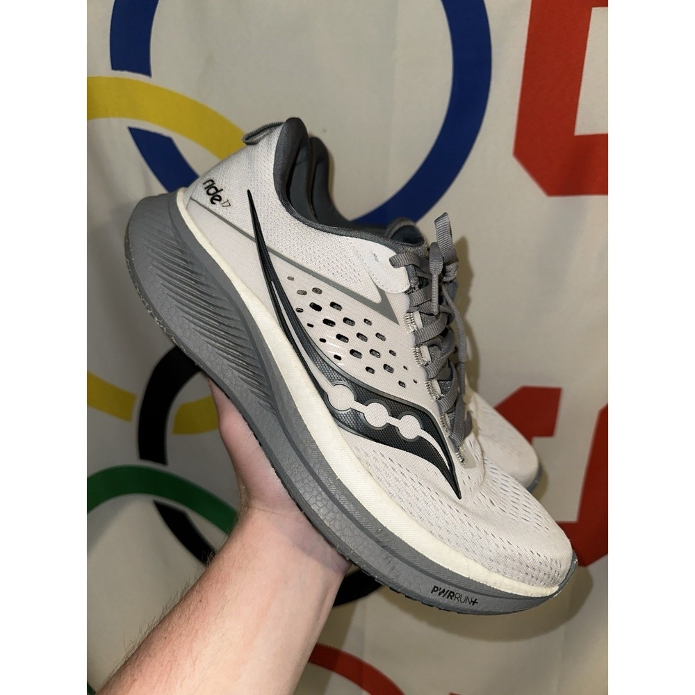 Saucony Ride 17 Running Shoes Mens 10.5 White Gray Sneakers
